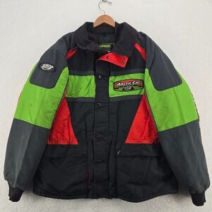 Vintage Arctic Cat Snowmobile Coat Jacket Arcticwear Mens Large Zipout Red Green
